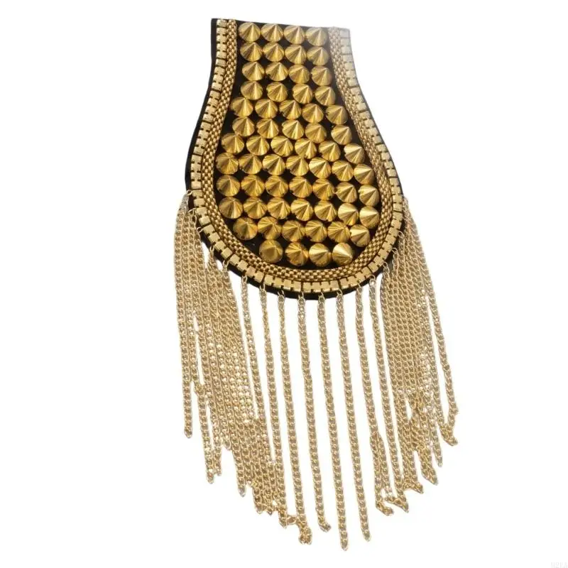 2026 New Punk Epaulette Shoulder Accessory with Layered Chain and Rivet Studded Detail