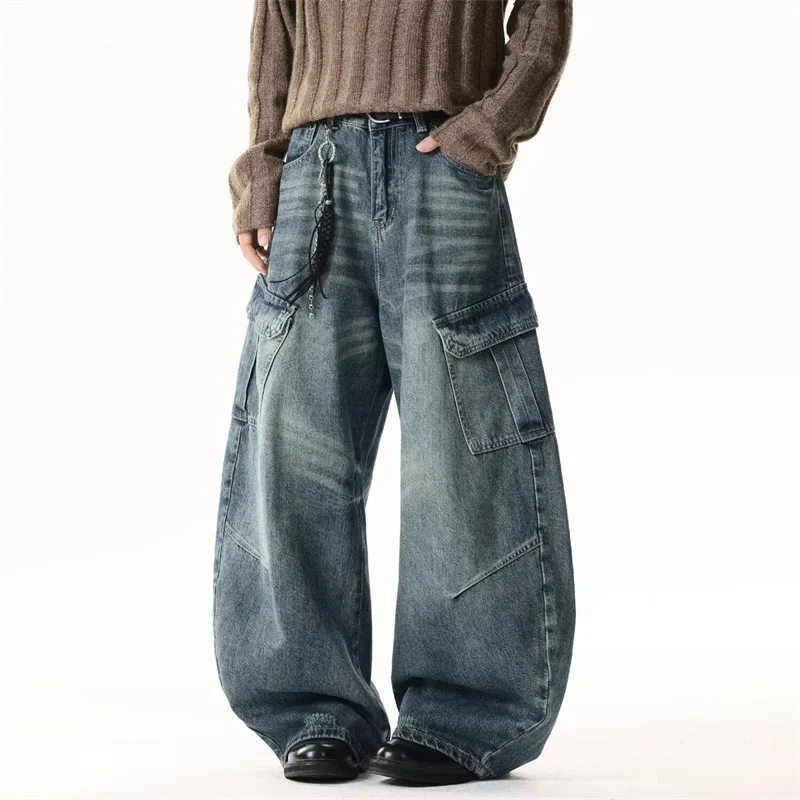 Y2K Baggy Blue Jeans Men's Casual Denim Pants
