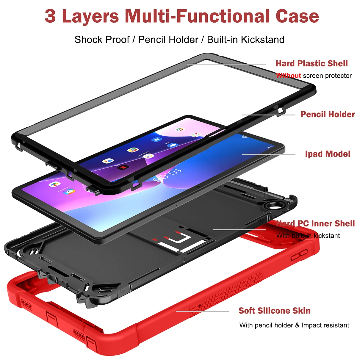 Para Lenovo Tab M10 Plus 3. a generación 2022 10,6 TB-125F 128F 3. a generación TB328FU TB328XU HD X606F X306F armadura a prueba de golpes mesa lcds shell