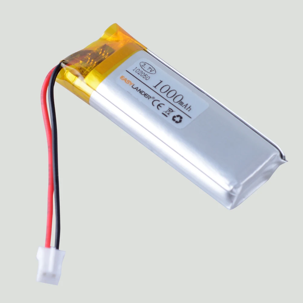 SH JST ZH PH XH Plug 102050 3.7V 1000mAh Rechargeable Lithium Li-ion Polymer Battery FOR DVR GPS MP4 MP3 Electronic pen REC