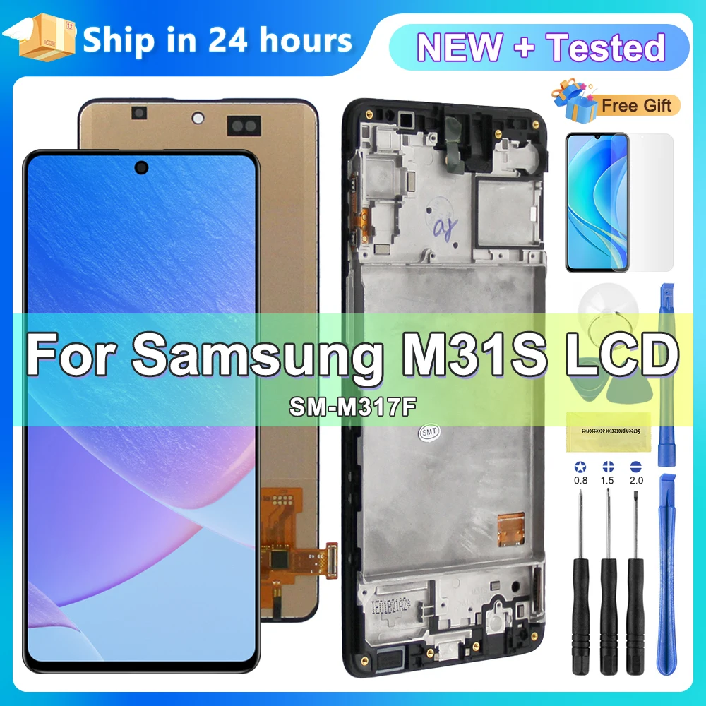 6.5\'\' M31S Display Screen With Frame for Samsung Galaxy M31s SM-M317F M317F/DS Lcd Display Touch Screen Digitizer Assembly Panel