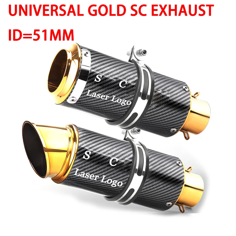 

Gold Color 51mm Universal sc Motorcycle Exhaust Muffler Escape for Kawasaki Yamaha Honda Suzuki Motorcycle GP-project Accessorie