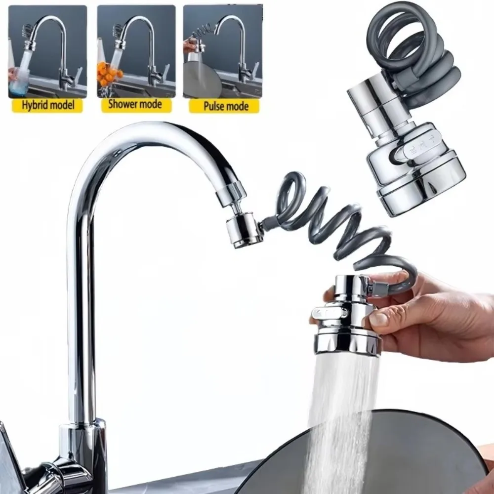 

Удлинитель для смесителя с защитой от брызг, 3 режима, поворот на 360 градусов, адаптер для раковины, распылитель для ванной комнаты