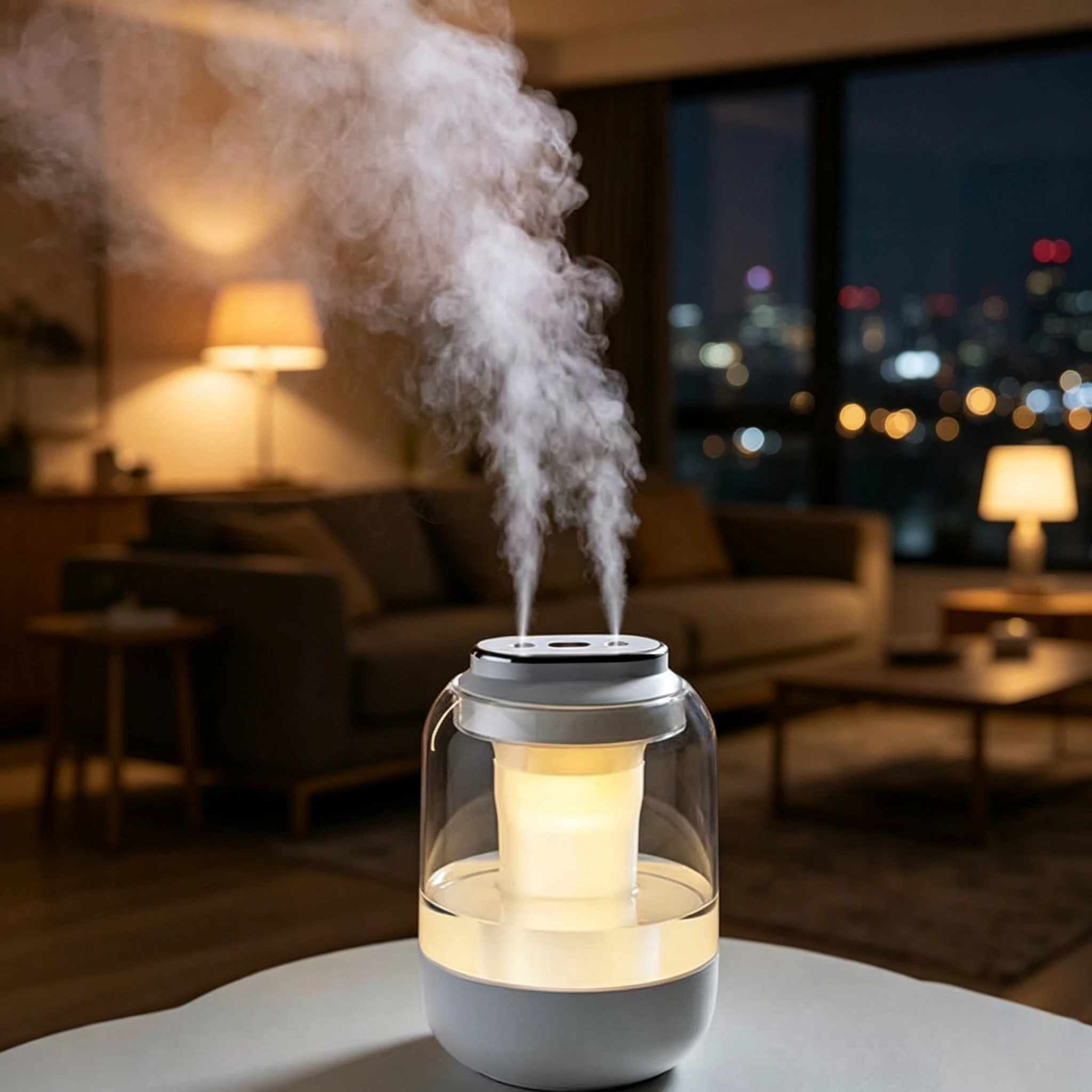 double spray humidifier mute household office small night light digital display large spray humidifier