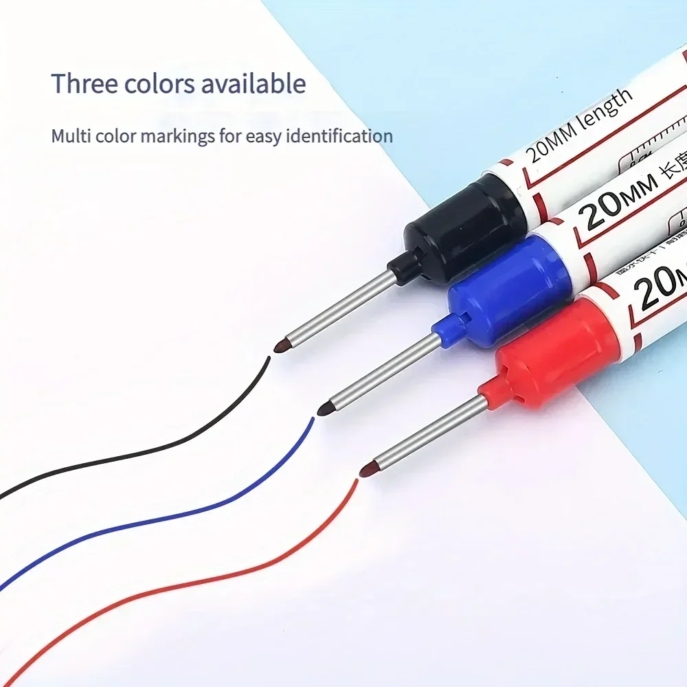 10Pcs/Set Multi-Purpose 20mm Deep Hole Long Nib Head Marker For Metal Perforating Pen Waterproof Bathroom Woodworking Decor Tool image 4