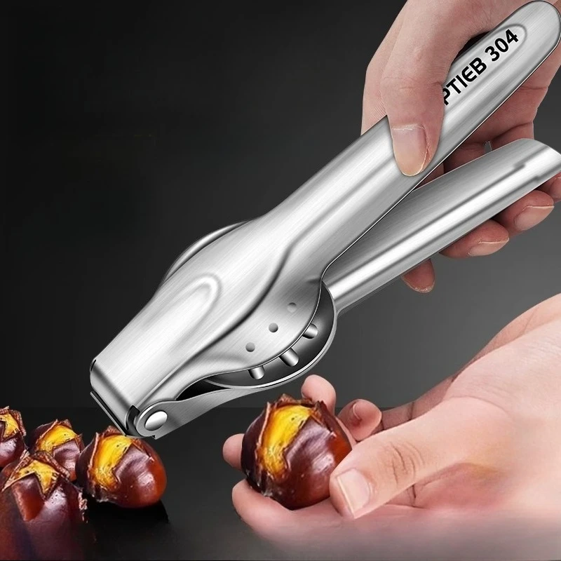 Cracker de castañas y nueces, Cracker de nueces de acero inoxidable, herramienta para descascar castañas para el hogar, herramienta para descascar avellanas, cuchillo para escalar nueces
