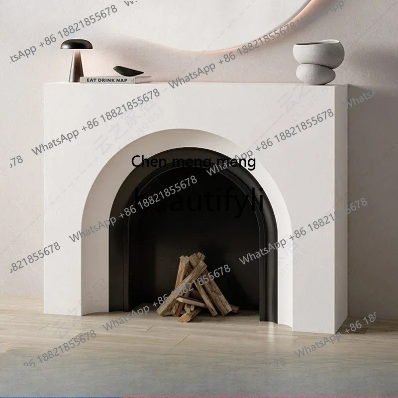 

French solid wood fireplace decorative TV cabinet household living room locker art cabinet