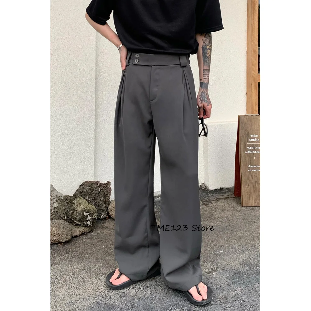 Loose Fit Casual Pants Men's Solid Color Comfortable Trouser for Man Trousers Polyester Wide-leg Work Tailoring Classic Clothing