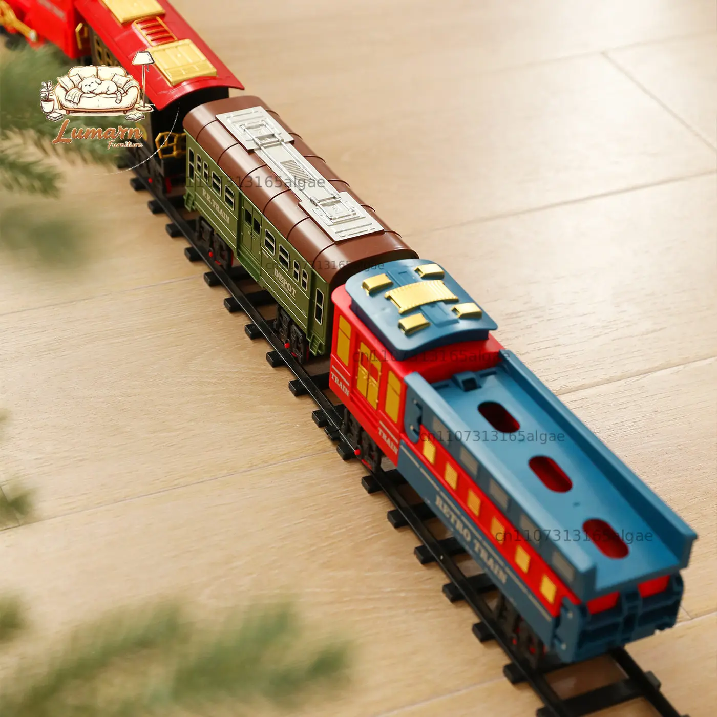 Children's Fun Gifts Electric Track Christmas Train Christmas Ornament Railcar with Christmas Tree Decoration