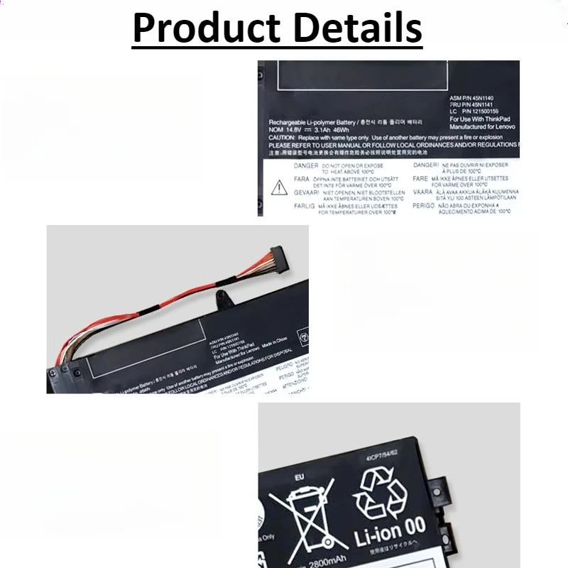 NEW 14.8V 3100mAh 45N1138 45N1139 45N1140 45N1141 Laptop Battery for Lenovo ThinkPad S3 S431- S440 V4400u Notebook  Battery