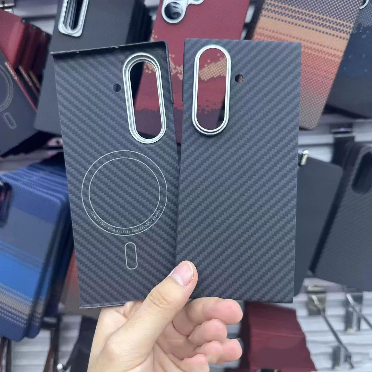 حافظة لهاتف سامسونج جالاكسي Z فولد 7 من ألياف الكربون الأراميد المغناطيسي لهاتف Magsafe حافظة شل ملحقات الهاتف المحمول كابا كوكيه