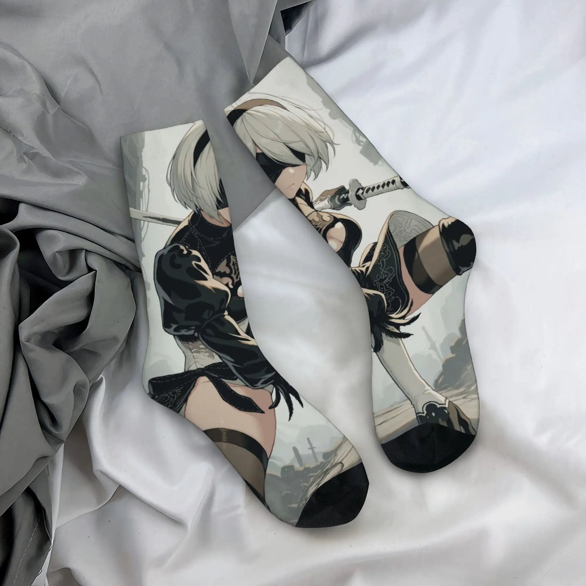 Nier Automatas  Stockings  Graphic Fashion Socks Spring Anti Bacterial Socks Unisex Men Outdoor Soft Socks