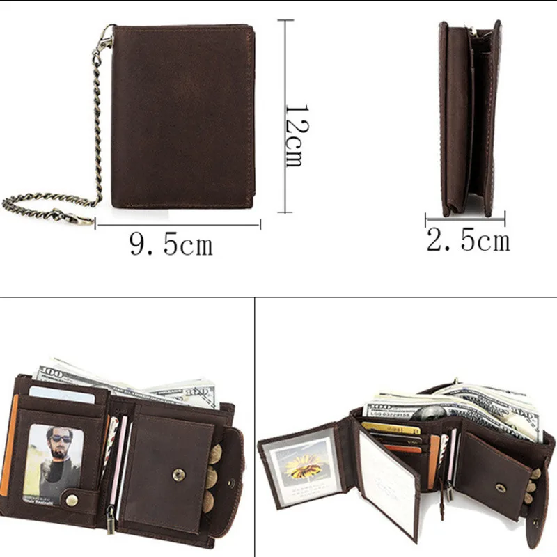 Anti-theft Brush Leather Crazy Horse Cowhide Vertical Twelve Zodiac Men's Wallet Female Men's Wallet Genuine Leather Men Wallets