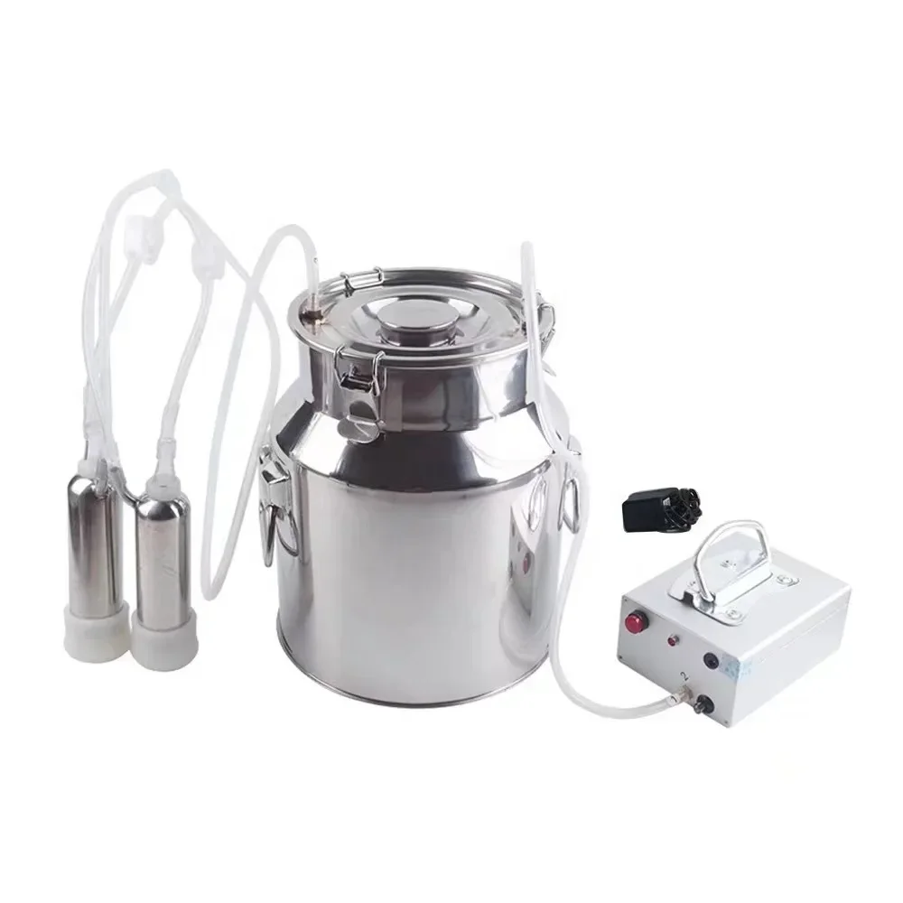 Hot sale 14L for Stainless Steel Bucket Portable Mini Cow Milking Machine with Rechargeable Battery and Adaptor