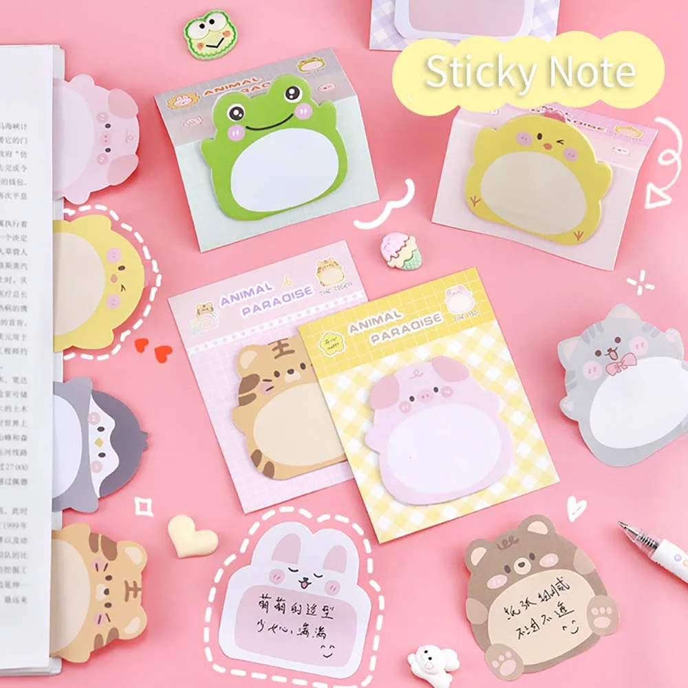 Kawaii Cartoon Animals Sticky Notes Self-adhesive Notepad Memo Pad Office School Supplies Stationery Sticker