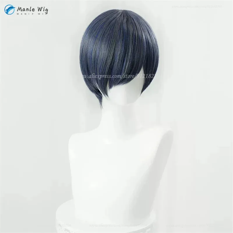 Anime Wigs Cosplay Ciel Phantomhive Cosplay Wig Blue Grey Wig Heat Resistant Halloween Party Women Men Wigs + Wig Cap