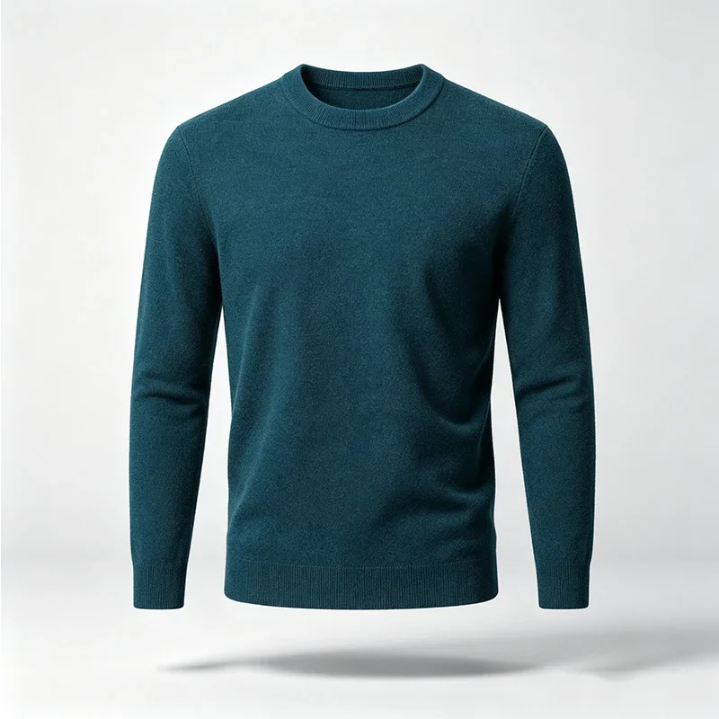 Men Crew Neck Knit Sweater Long Sleeve Soft Smooth Knit Fabric Slim Fit Autumn Winter Casual Warm Pullover Tops