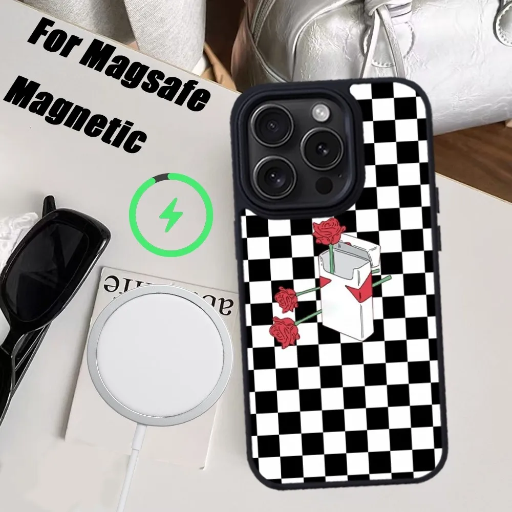 Checkerboard Checkered Chess Board Phone Case For iPhone 15 14 13 12 11 Pro Max Plus Magnetic for Macsafe Cases Cover
