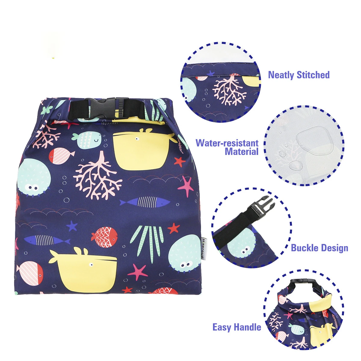 Bolsa impermeable de flores para bebé, 1 piezas, 28x40cm, bolsas de tela para ropa, bolsa de almacenamiento multiusos para pañales de bebé, tela húmeda