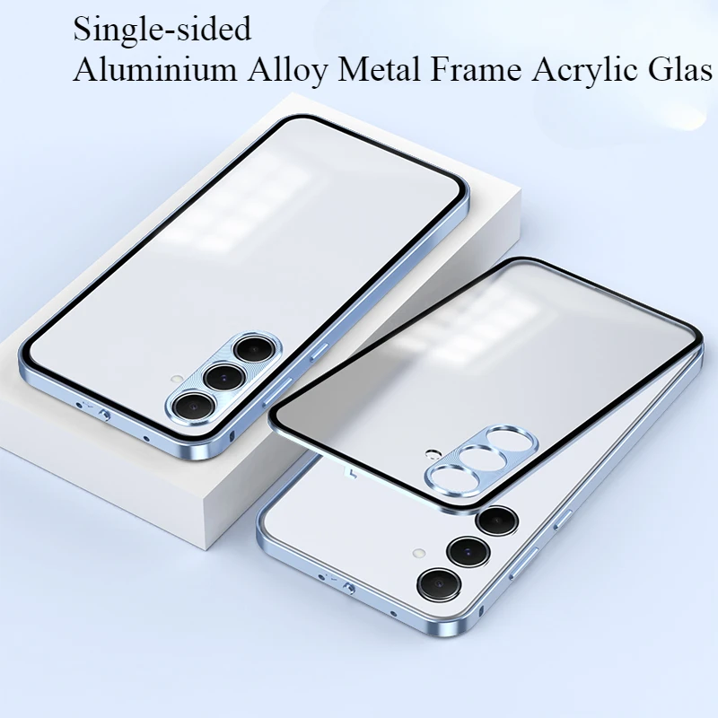 Case For Samsung Galaxy S24 FE Single Side Aluminium Alloy Metal Frame Acrylic Glass Camera Protection Cover For Samsung S24FE