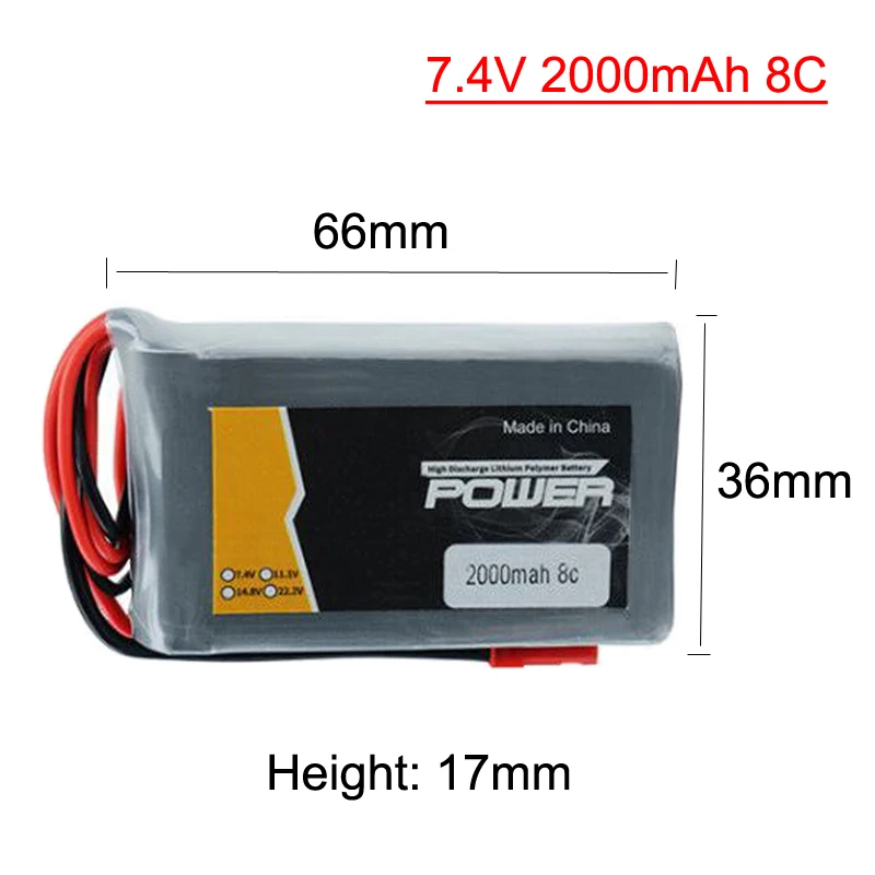 7.4 V 2000mAh 8C bateria Lipo do jumpera T16 T12 Open Source wieloprotokołowe nadajnik radiowy zabawki akumulatorowe akcesoria 7.4 V 2S