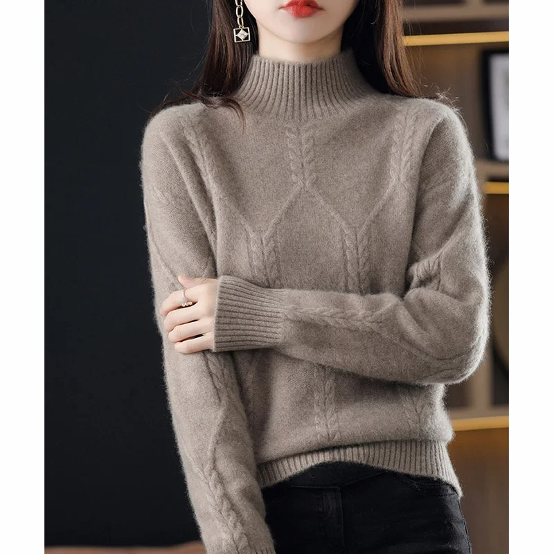 

Thiened Long Sve Camere вязаный свитер с высоким воротником, повседневный женский свитер на осень-зиму Faion, утягивающая основа irt