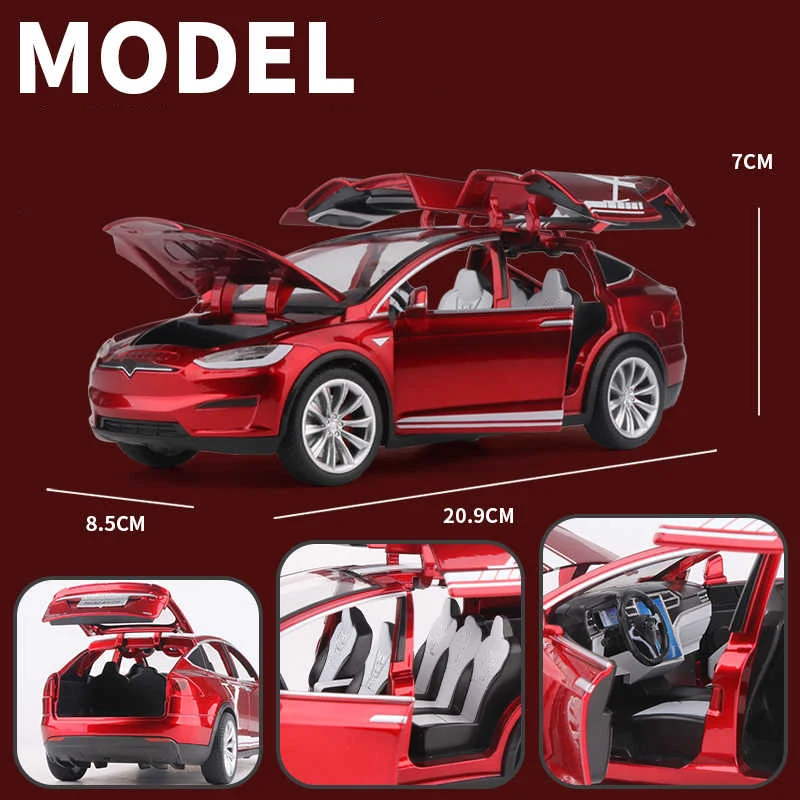 1:24 Model X SUV Alloy Car Model Diecast Metal Vehicles Car Model Simulation Sound and Light Collection Childrens Toy Gift