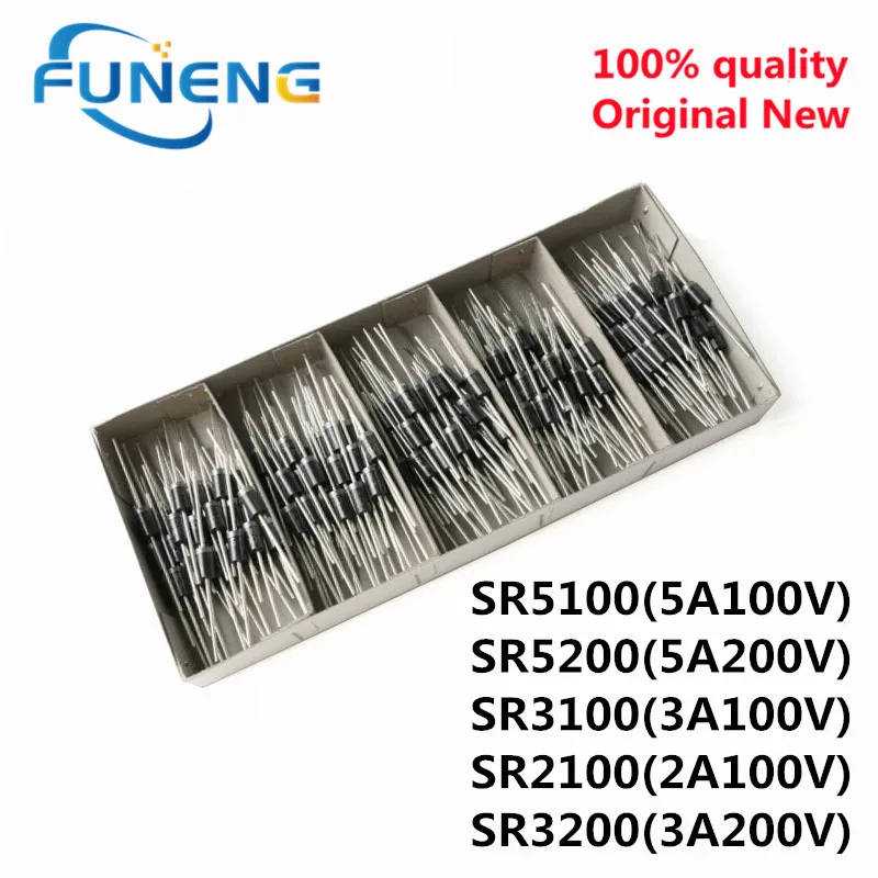 20PCS schottky diode SR5100 SR5200 SR3100 SR2100 SR3200 SB3200 2A 3A 5A 100V 200V DO -27 SB5100