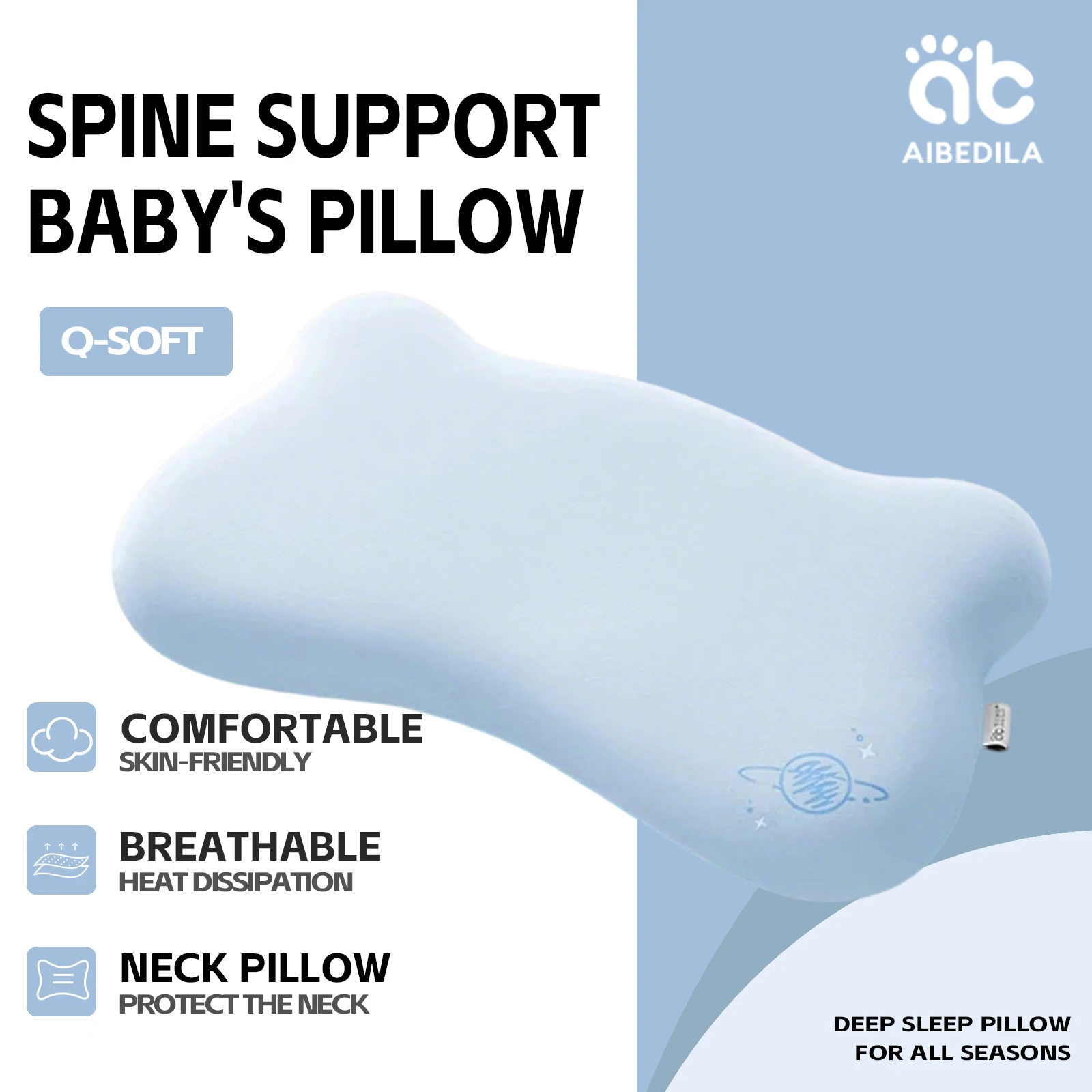 

AIBEDILA Memory Foam Baby Pillow Machine Washable Newborn Pillows Antibacterial Breathable Children Pillow 1-6Y