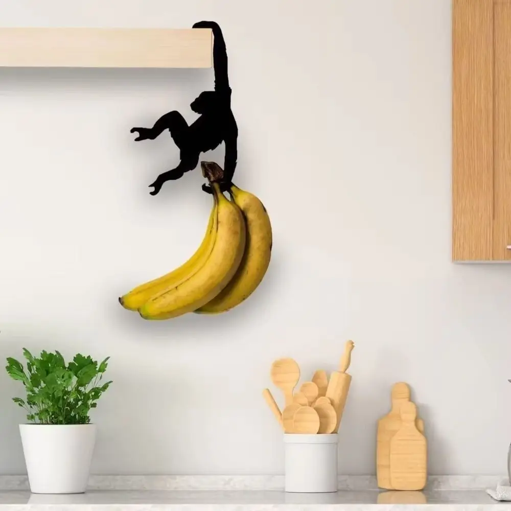 Decorative Monkey Shaped Metal Hook Creative Seamless Design Key Hanger Wall Mounted Hook Tool Kitchen