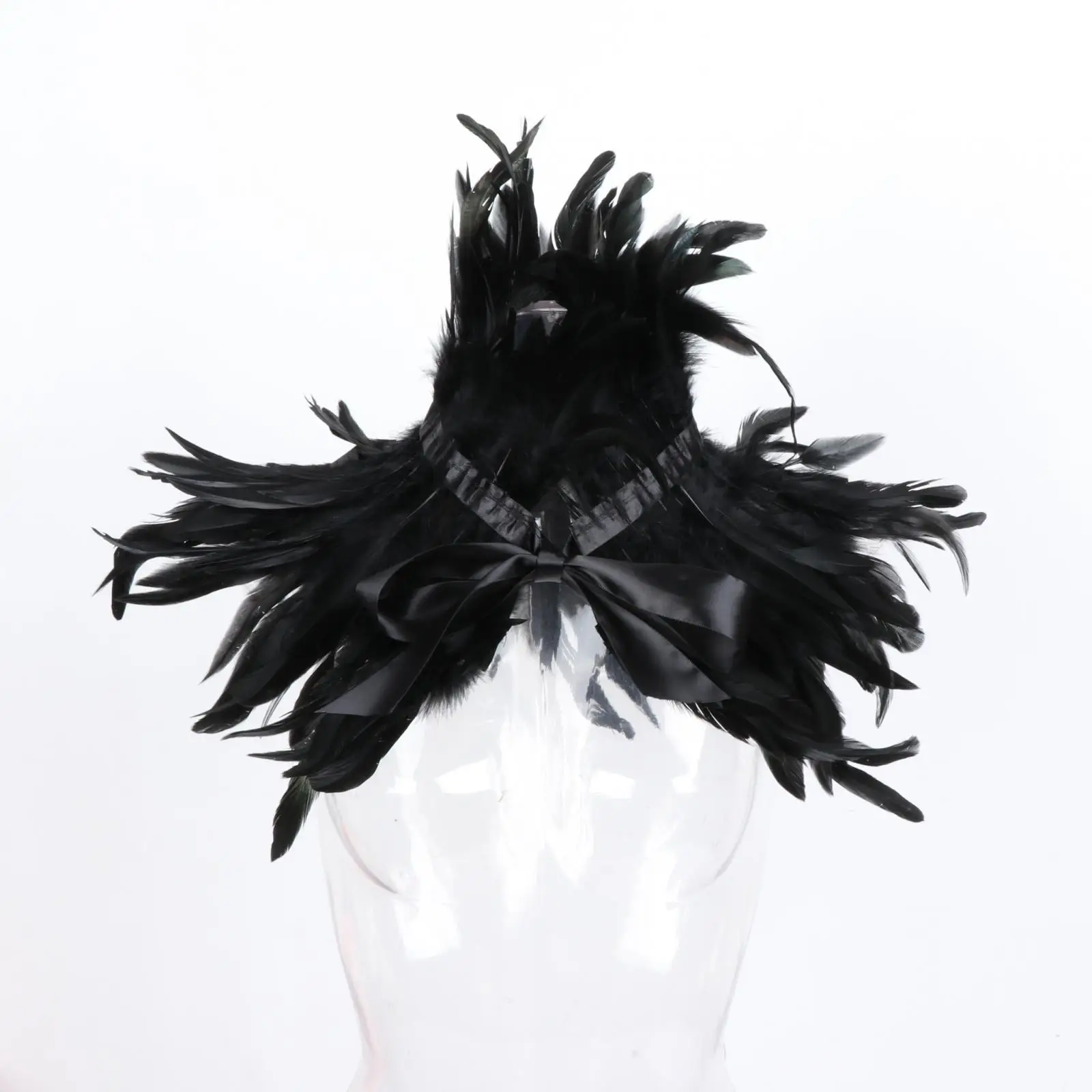 ريشة تتغاضى شال الشرير الساحرة زي الملحقات الدانتيل يصل ديكور القوطية الدعائم فستان حفلة الهالوين وشاح Capelet #1