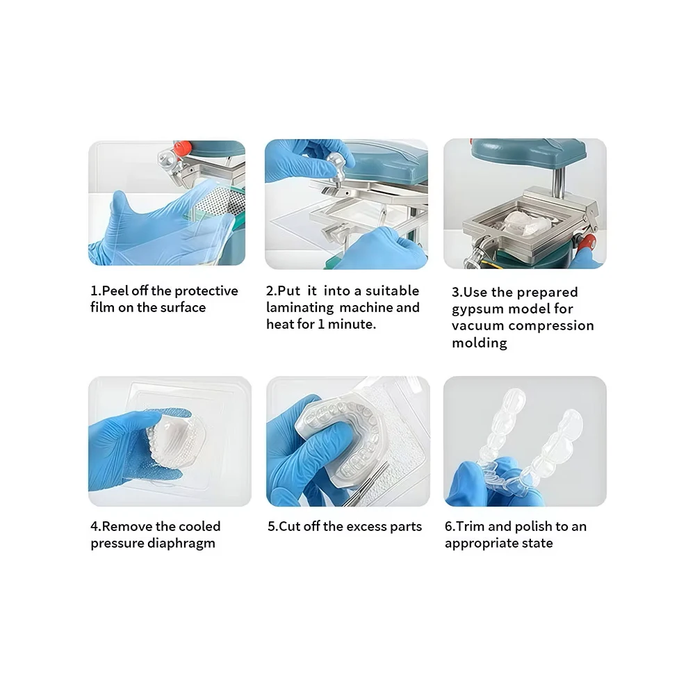 Dental Vacuum Forming Sheets Orthodontic Retainer Slice Square Hard Soft 0.6/0.8/1.0/1.5mm Lab Splint Thermoforming Materials - view 2