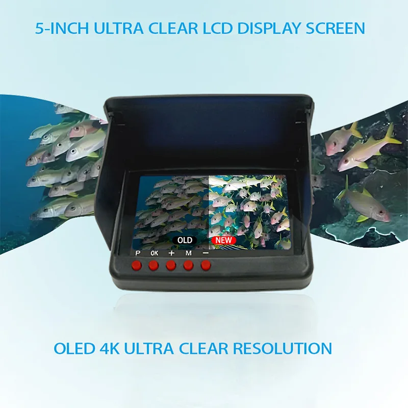 Fish Finder 5.0 Inch LCD IPS Display Underwater Visual Fishing 4K Camera lP68 Waterproof Night Vision