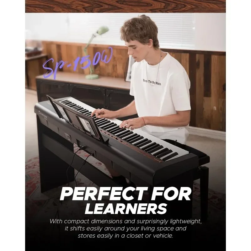 

Stand Digital Piano Weighted Keyboard with Hammer Action,Triple Pedal Keys with Pattern Electric Piano Keyboard for beginners