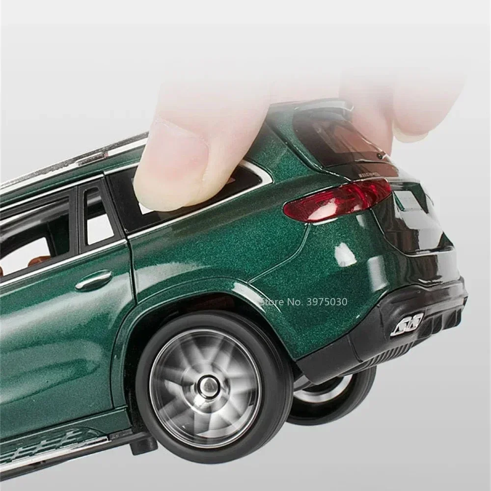 Model samochodu GLS63 E300eL w skali 1:24, odlewany z metalu, zabawka, symulacja pojazdu, model z efektem pull-back, dźwiękiem i światłem, prezent dla dzieci.