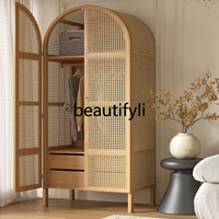 Mumei solid wood rattan wardrobe storage small apartment