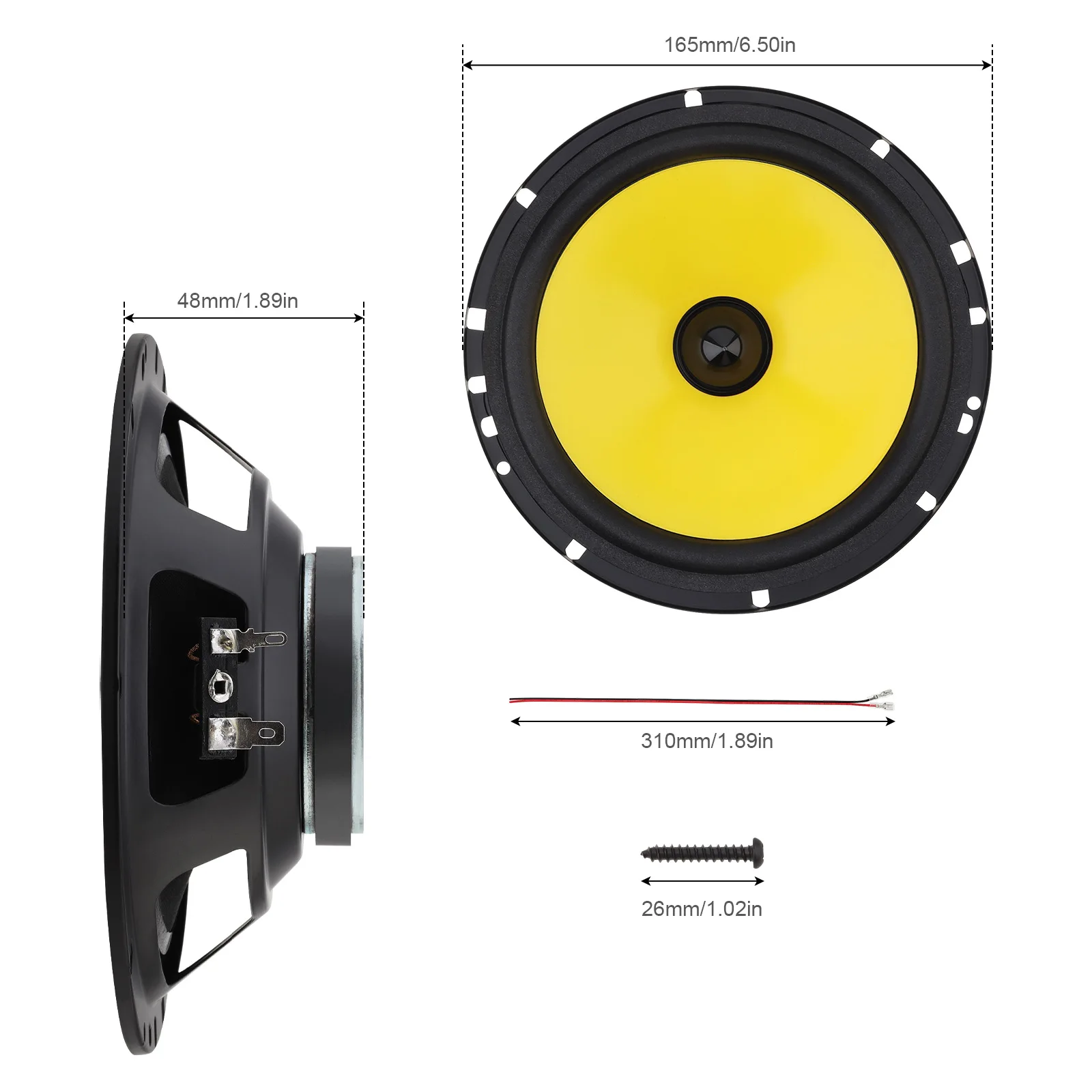 Hautréusde voiture pour porte de véhicule, caisson de basses à 4 voies, audio de voiture, musique stéréo, gamme complète, haut-parleur automobile mort, 6.5 pouces, 600W, 2 pièces