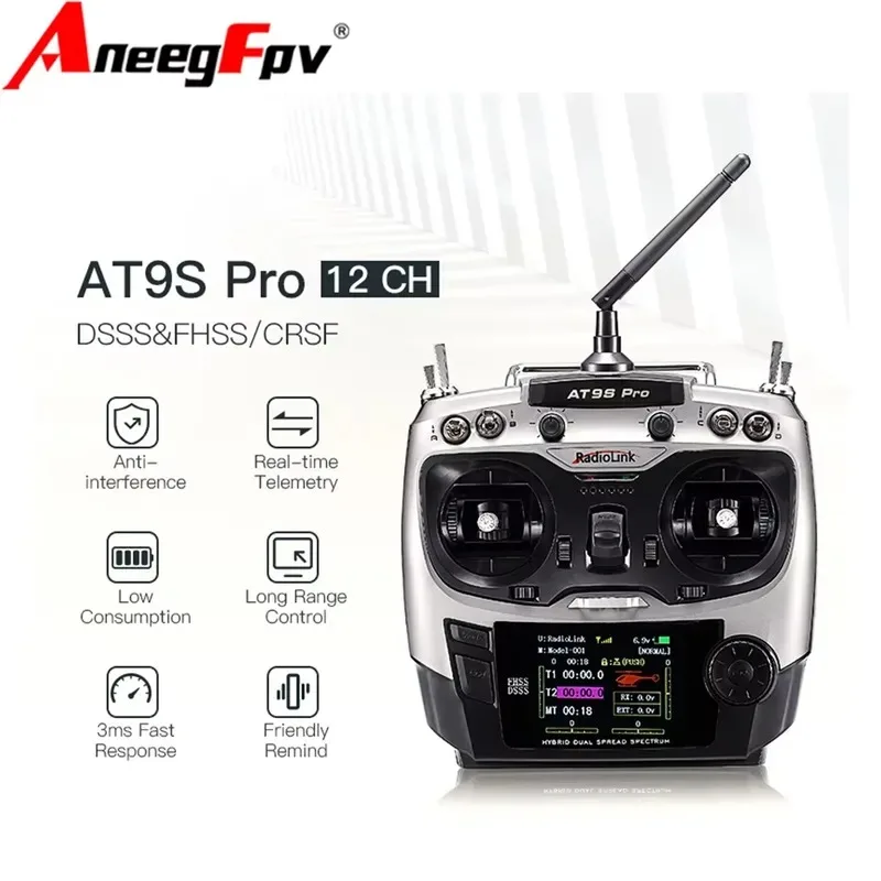 Radiolink AT9S Pro TX 10/12CH RC Radio Controller Transmitter with R9DS RX 2.4G Receiver for RC FPV Racing