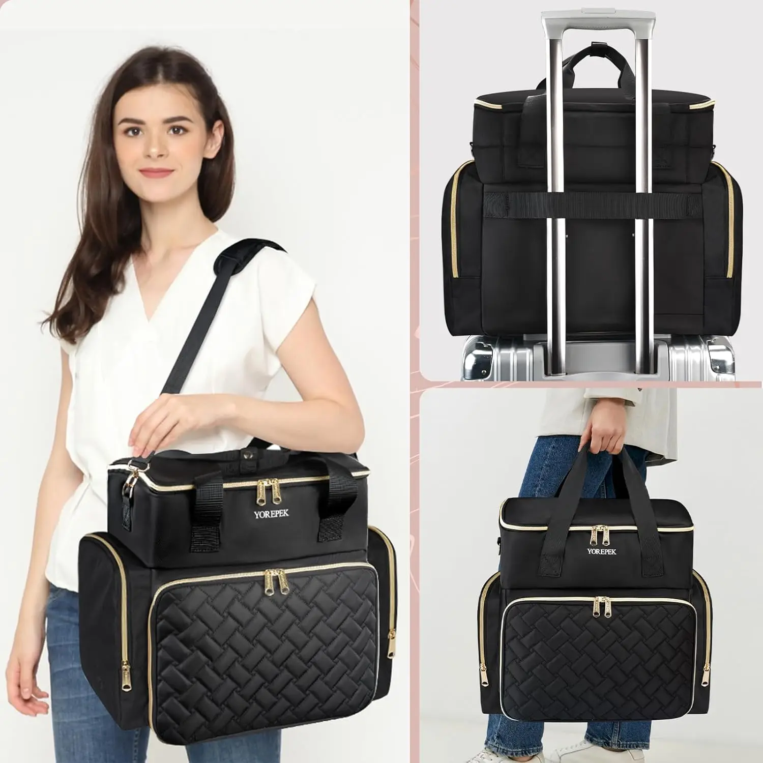 Duży organizer na lakiery do paznokci mieści ponad 96 butelek, lampę UV i narzędzia, etui podróżne z kieszeniami dla manicure.