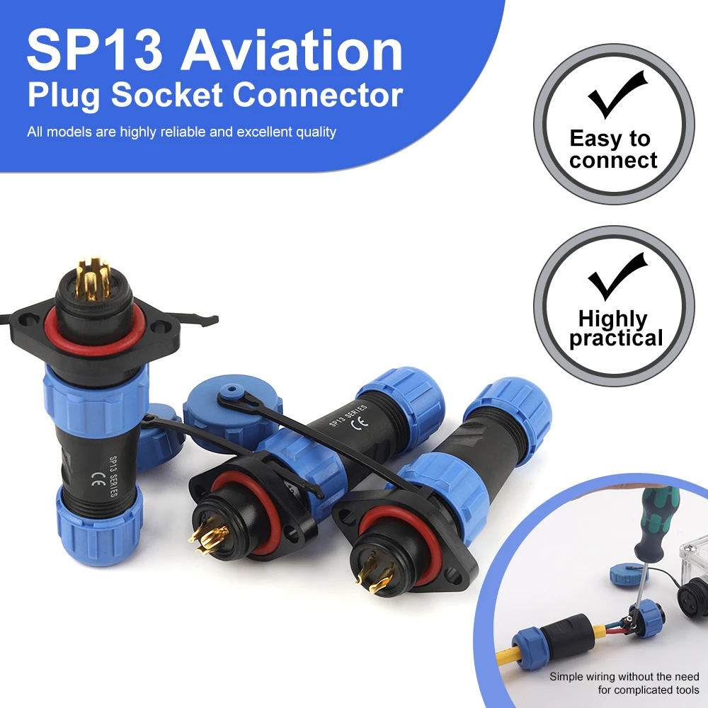 SP13 IP68 شفة نوع الطيران التوصيل 2/3/4/5/6/7/9Pin التوصيل والمقبس ذكر/أنثى مقاوم للماء كابلات الموصلات الكهربائية لحام