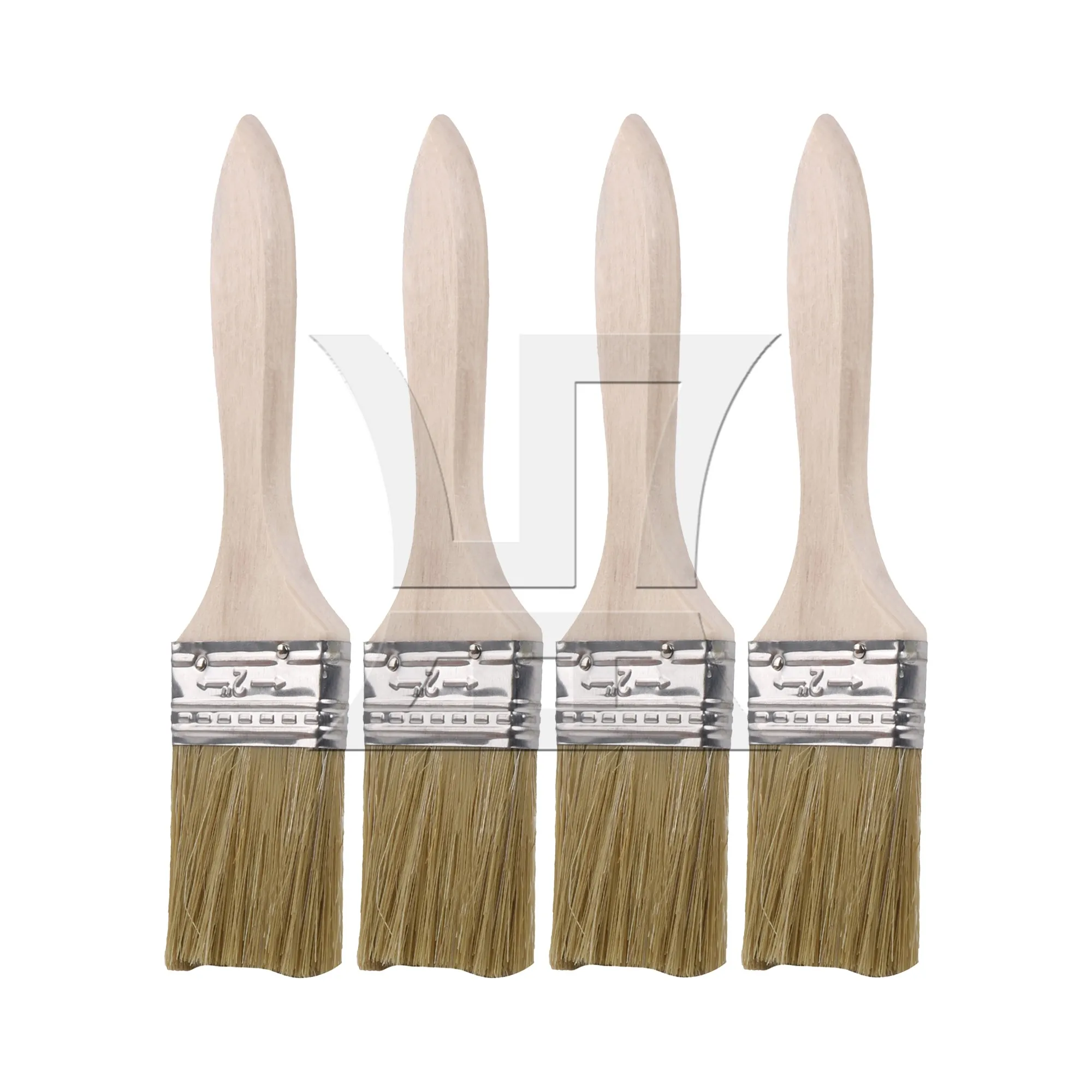 

4 Pieces Flat Paint Brush w/ Thin Wooden Handle for Professional Painter 2"