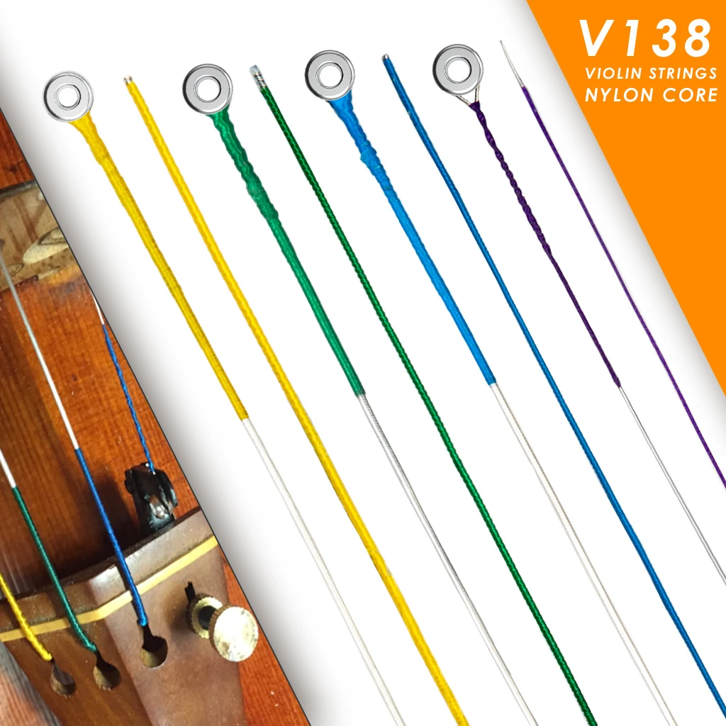 FOX 1 Pack Premium High Quality 4/4 3/4 Violin String Nylon Core Aluminum Alloy Wound & Silver   Carbon Steel Ball End