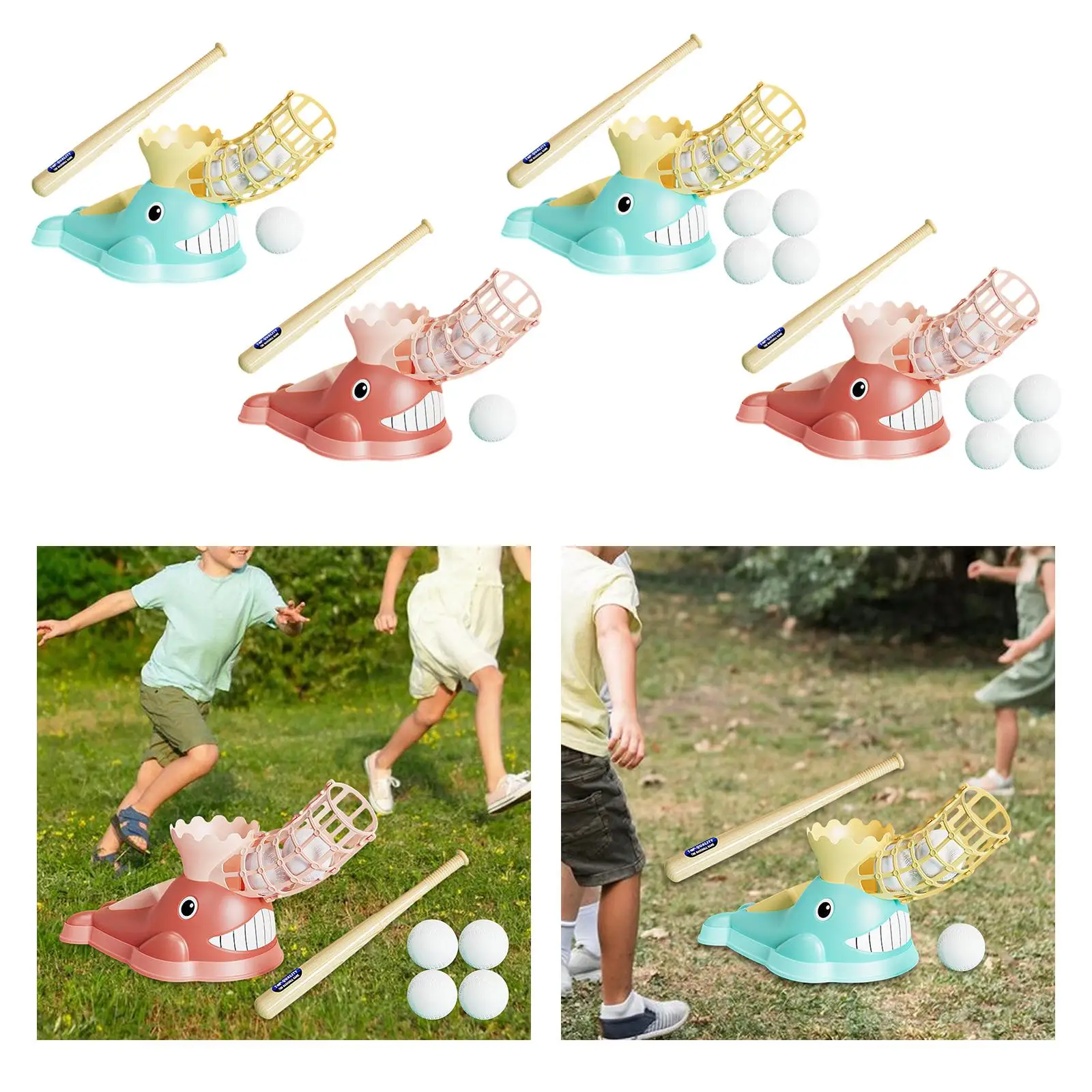 

Kids Pitching Machine Semi Automatic Baseball Set for Indoor Outdoor Girls