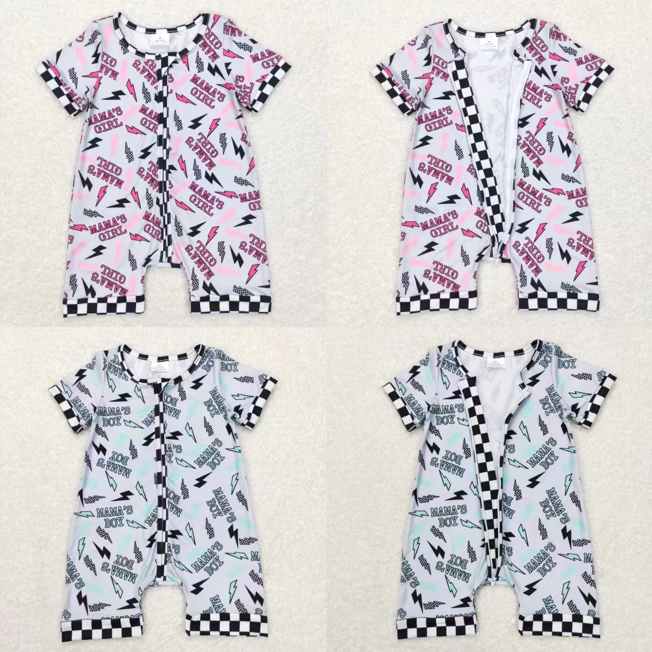 Wholesale Newborn Mama's Boy Girl Romper Zipper Jumpsuit Toddler Kids Children Summer Bubble One-piece