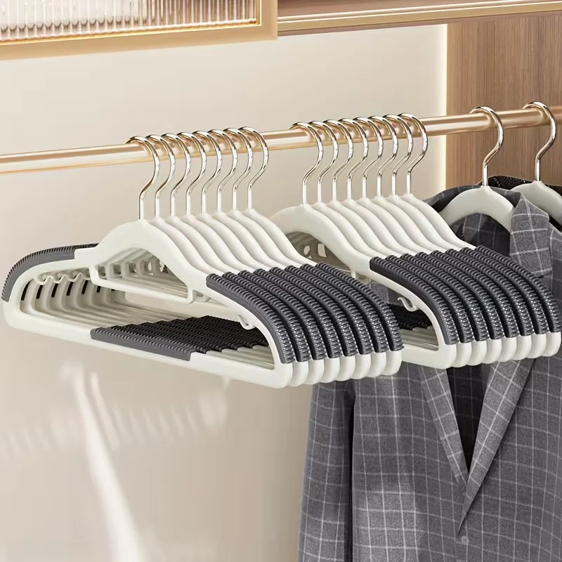 15Pcs/25Pcs/35Pcs, Plastic Non-Slip Hangers That Prevent Shoulder Marks, Shoulder Anti-Slip Strips, 360 ° Rotatable Hook, Dual-Use for Dry and Wet Items, Space-Saving, Suitable for Bedroom, Bathroom, Dormitory, Outdoor Use, Wardrobe Storage, Clothes Hanger, Standard Hanger, Coat Hanger.