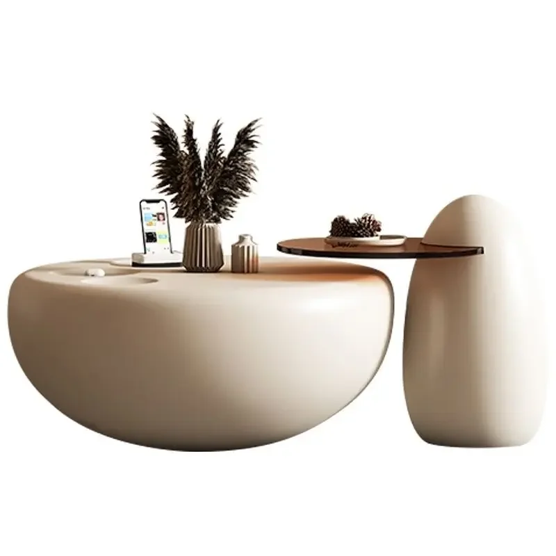 

Cream style, household, small apartment, coffee table, living room, cat paw, round, minimalist, creative