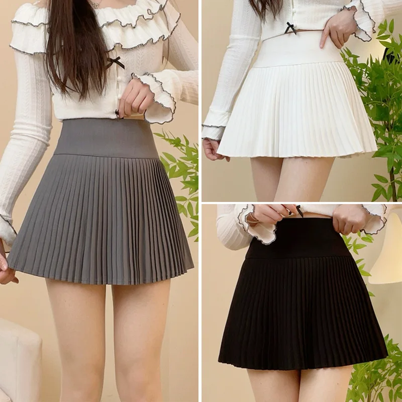 Y2K Pleated Skirt Women Accordion Pleated Mini Skirt with Bulit-in Shorts Tennis Skirt Miniskirt Teen-girl Fall Outfit