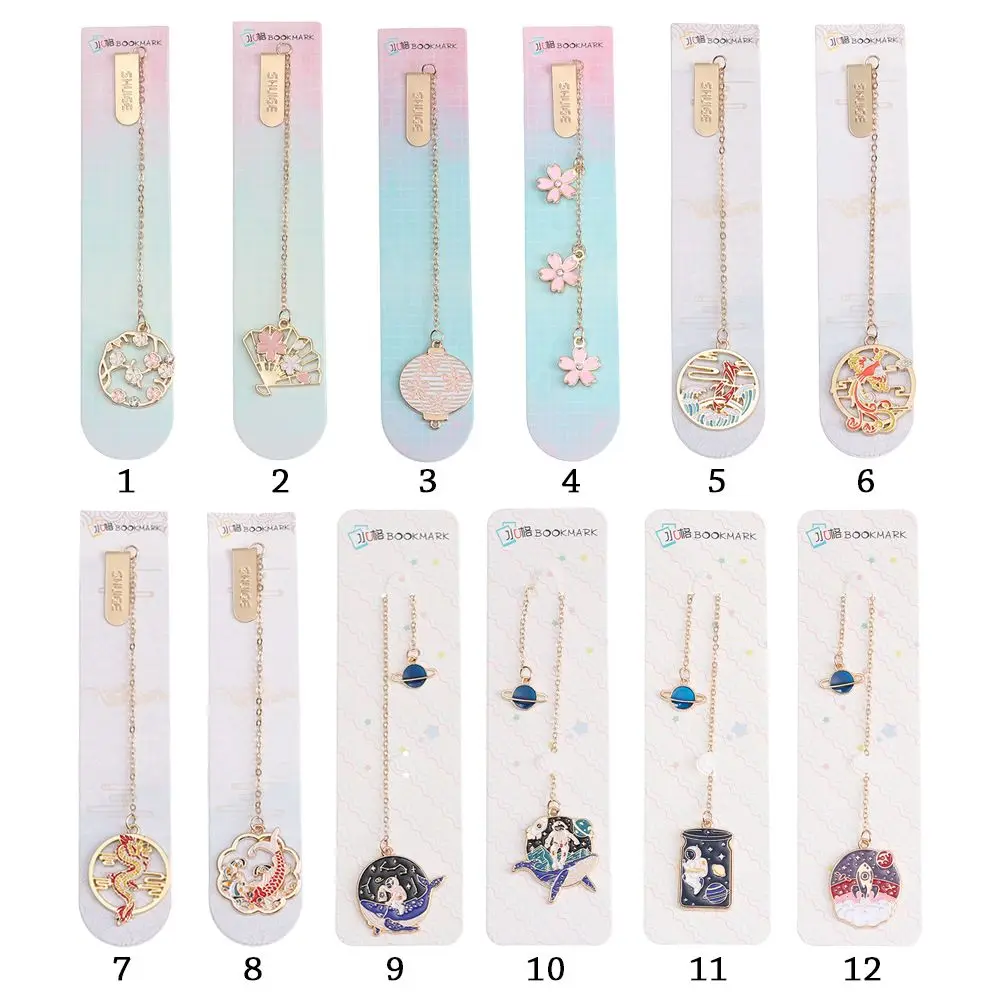 Chinese Style Retro Metal Tassel Red-crowned Crane Pendant Pagination Mark Book Clip Bookmark Personality