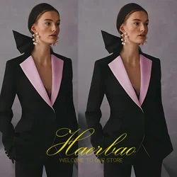 Costume noir coupe ajustée pour femme, blazer à revers cranté, robe de mariée formelle, robe de maman, tenue de taille personnalisée, ensemble pantalon pour femme, 2 pièces