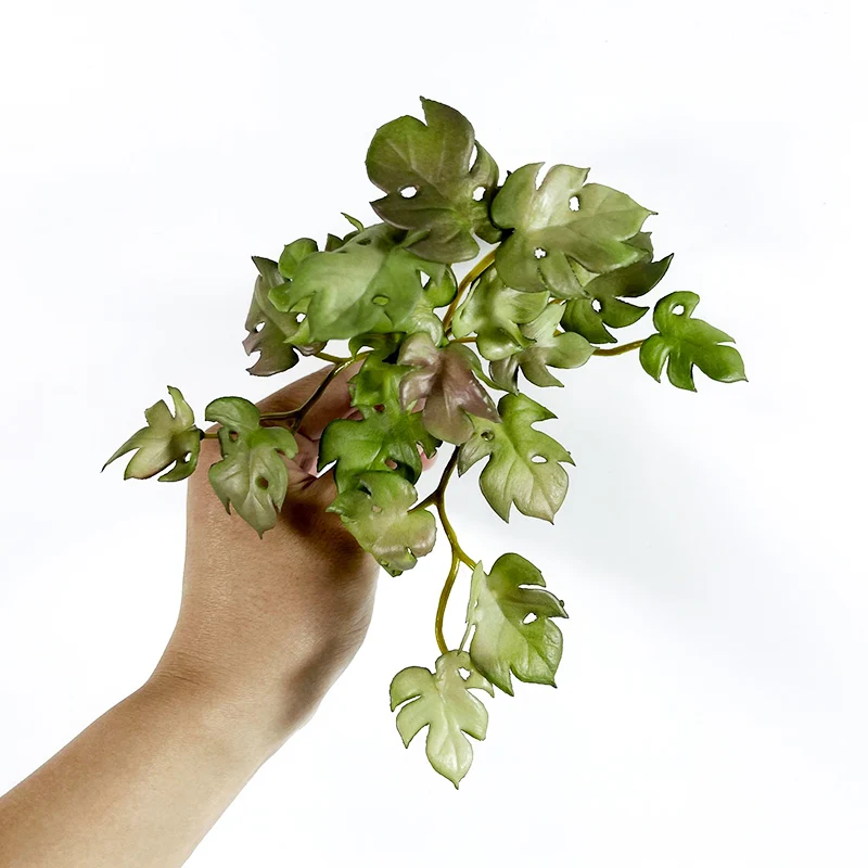 15cm Künstliche Pflanzen Blätter Gefälschte Gras Bouquet Grün Pflanzen Leafs Tropical Baum Blätter Glück Gras Laub für Home Bonsai